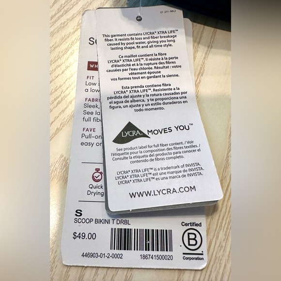 Athleta Scoop Bikini Top Size Small Best for A-C Cups. Navy Blue. - Picture 11 of 15